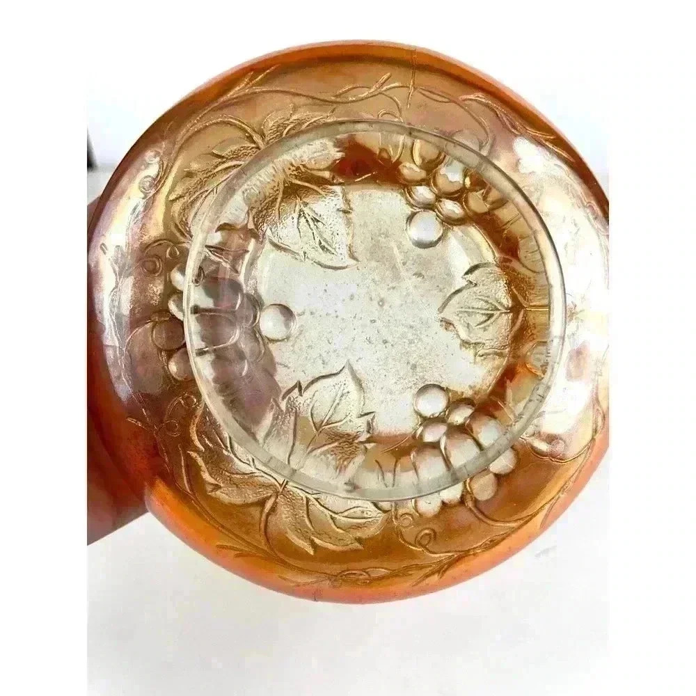 Antique Carnival Glass Golden Grape Rose Bowl 2.5" Tall - Picture 4 of 11